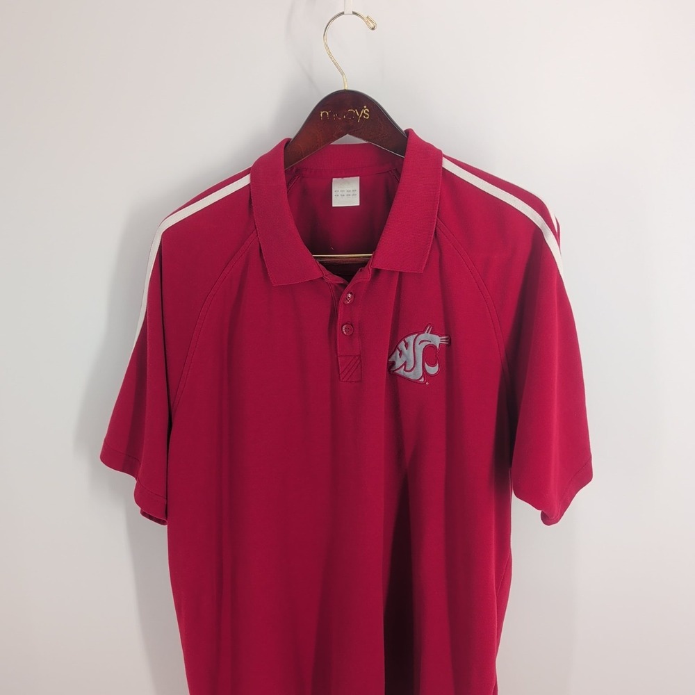 Washington State Cougars Football Adidas Mens Red Pullover Polo Shirt‎ Size XL
